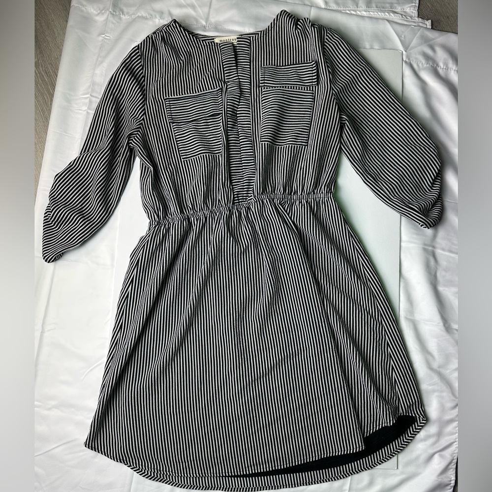 Women’s Black and White Striped Dress Size L